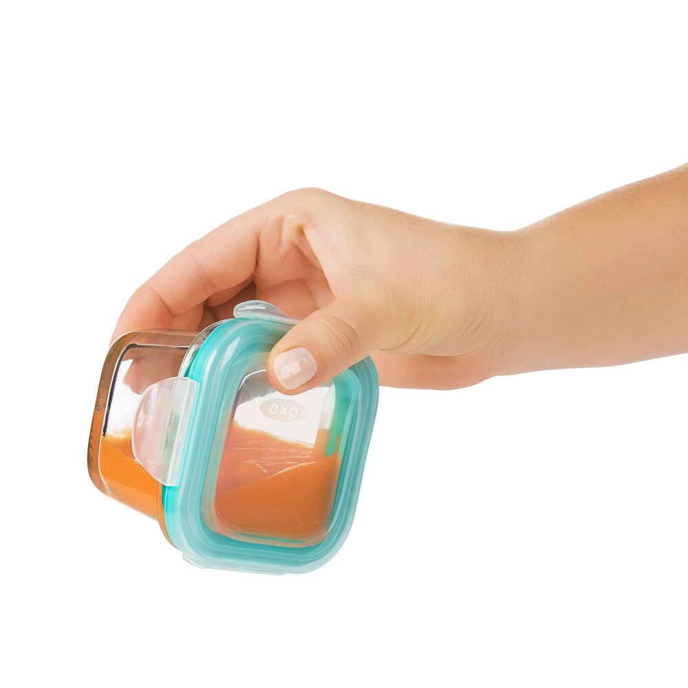 Baby Blocks Glass Food Storage Containers 4 Oz - Tot Teal Z5