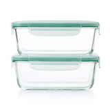 Smart Seal 8 Cup Glass Rectangle Container - Teal O0