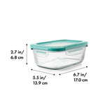 Smart Seal 3.5 Cup Glass Rectangle Container - Teal K7