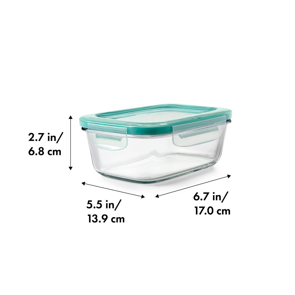 Smart Seal 3.5 Cup Glass Rectangle Container - Teal K7