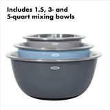 3-Piece Stainless Steel Mixing Bowl Set - Blue/Gray H8