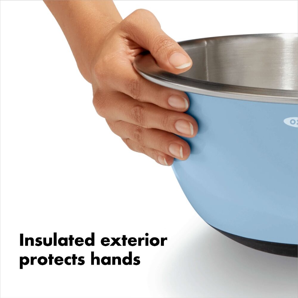 3-Piece Stainless Steel Mixing Bowl Set - Blue/Gray H8
