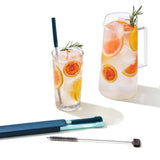 4-Piece Reusable Straw and Brush Set with Case Q5