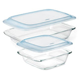 Glass Baking Dish with Lid (2.0 Qt) and Glass Baking Dish with Lid (3.0 Qt) Bundle F6