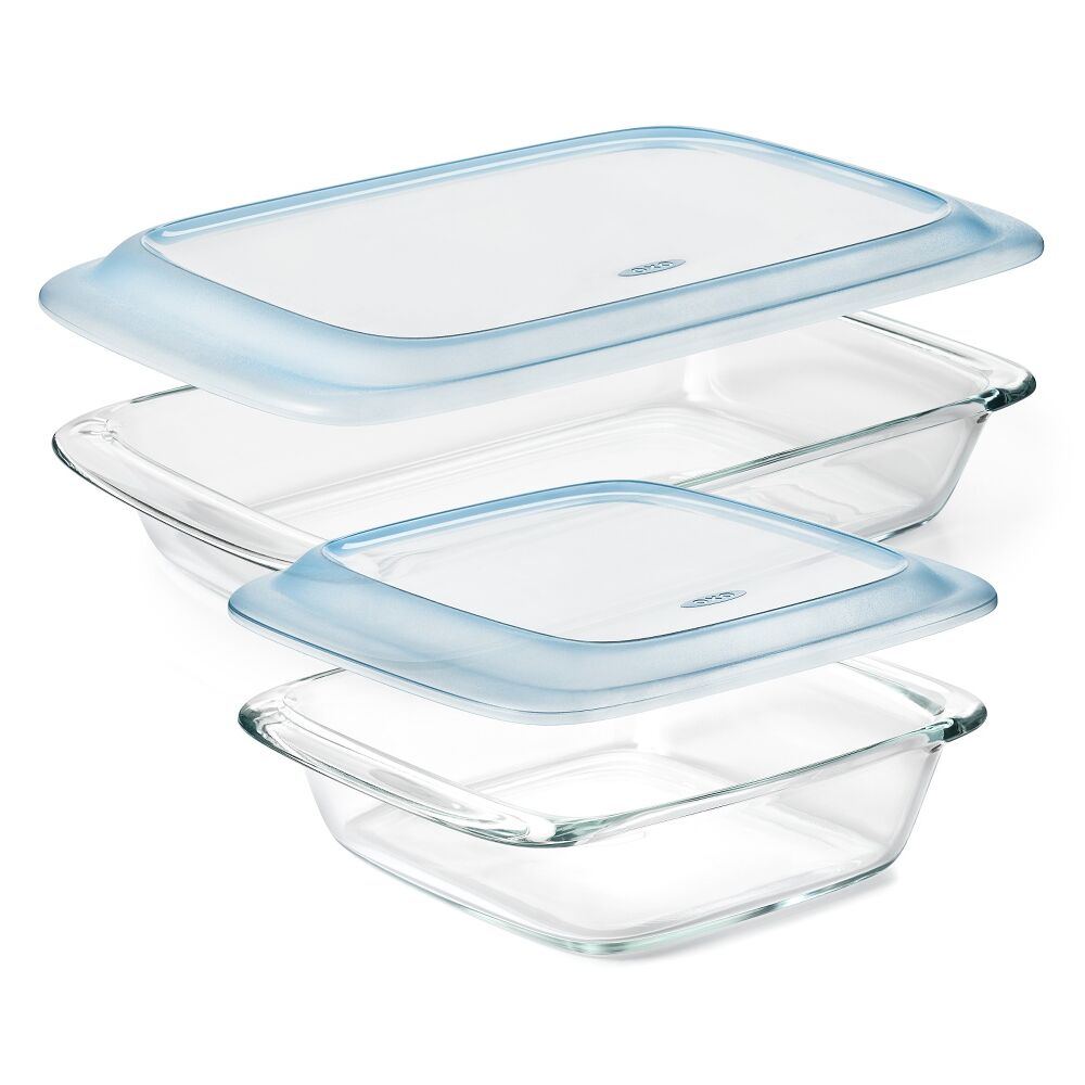 Glass Baking Dish with Lid (2.0 Qt) and Glass Baking Dish with Lid (3.0 Qt) Bundle F6