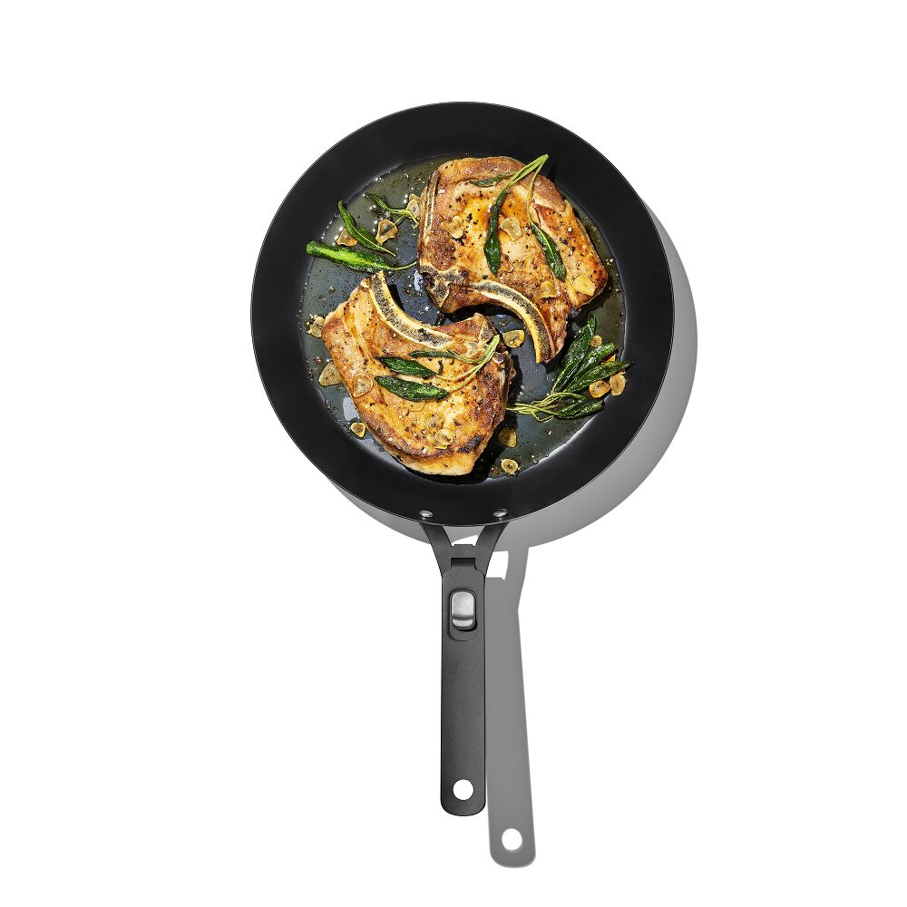 Outdoor 12-inch Carbon Steel Pan with Removable Handle Y2