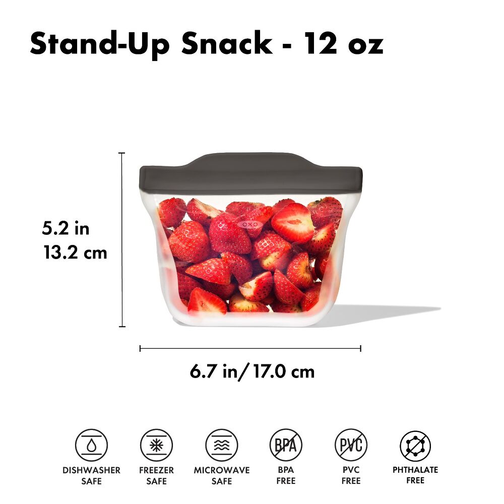 Outdoor Silicone Reusable Stand Up Snack Bag (12 oz) U8