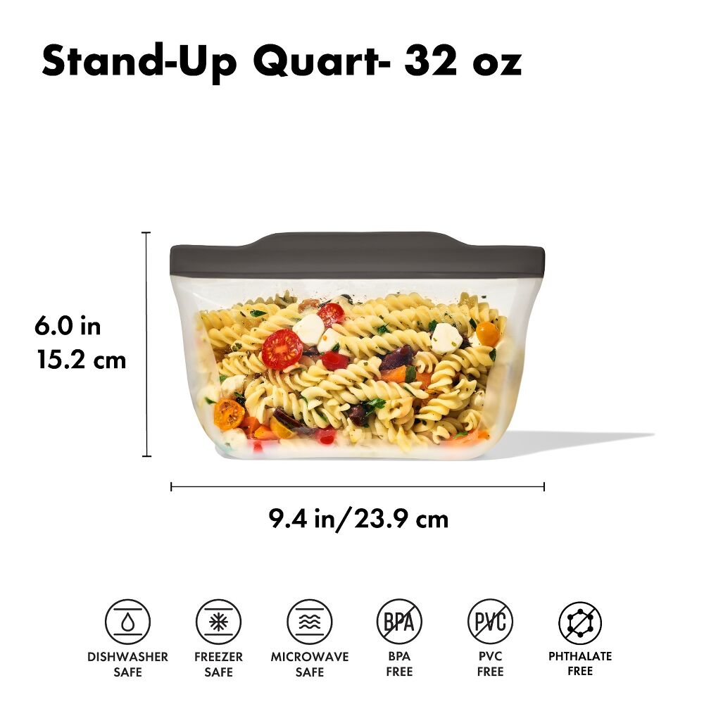 Outdoor Silicone Reusable Stand Up Bag Quart (32 oz) G3