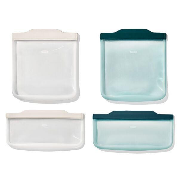 Silicone Reusable Bag -  4 Piece Lunch Set - Oat/Lagoon Z2