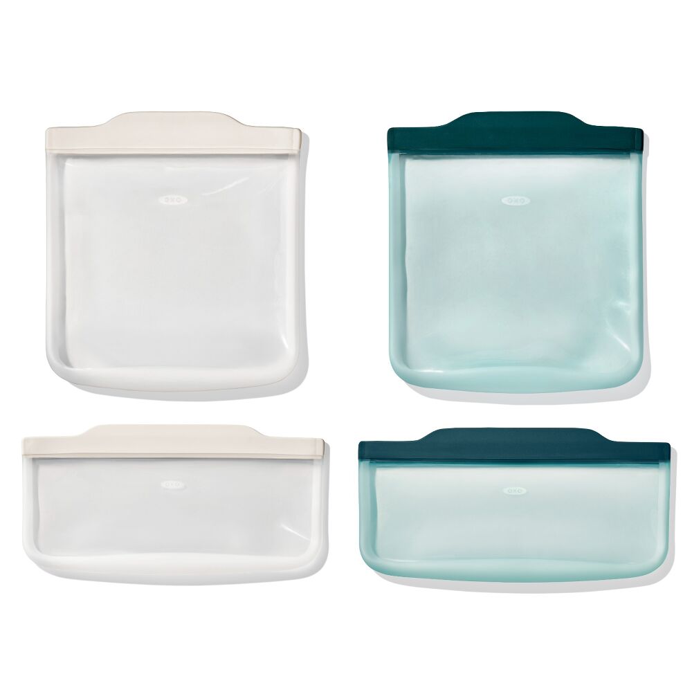 Silicone Reusable Bag -  4 Piece Lunch Set - Oat/Lagoon Z2