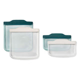 Silicone Reusable Bag -  4 Piece Lunch Set - Oat/Lagoon Z2