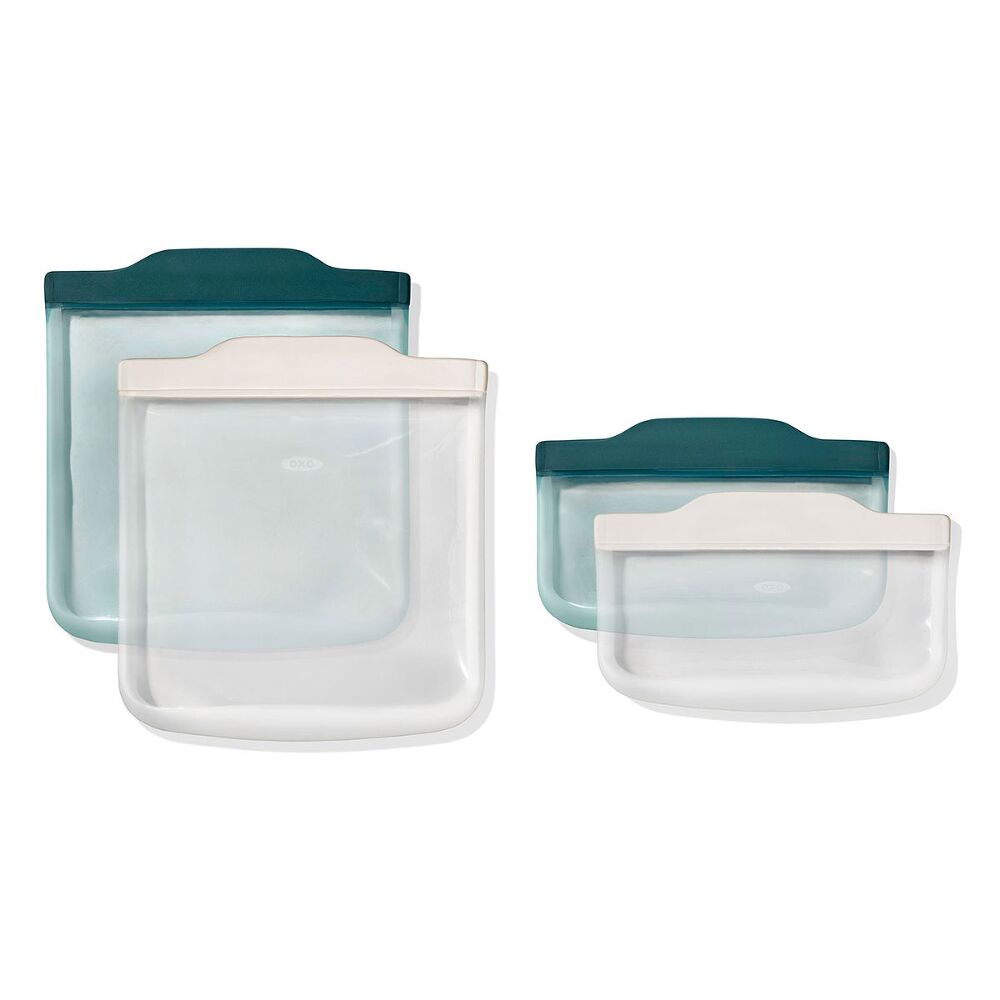 Silicone Reusable Bag -  4 Piece Lunch Set - Oat/Lagoon Z2