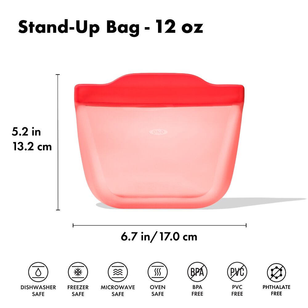 Silicone Reusable Bag - Stand-Up Snack (12 oz) – Watermelon Q2