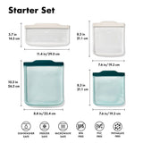 Silicone Reusable Bag - 4 Piece Starter Set - Oat/Lagoon K6
