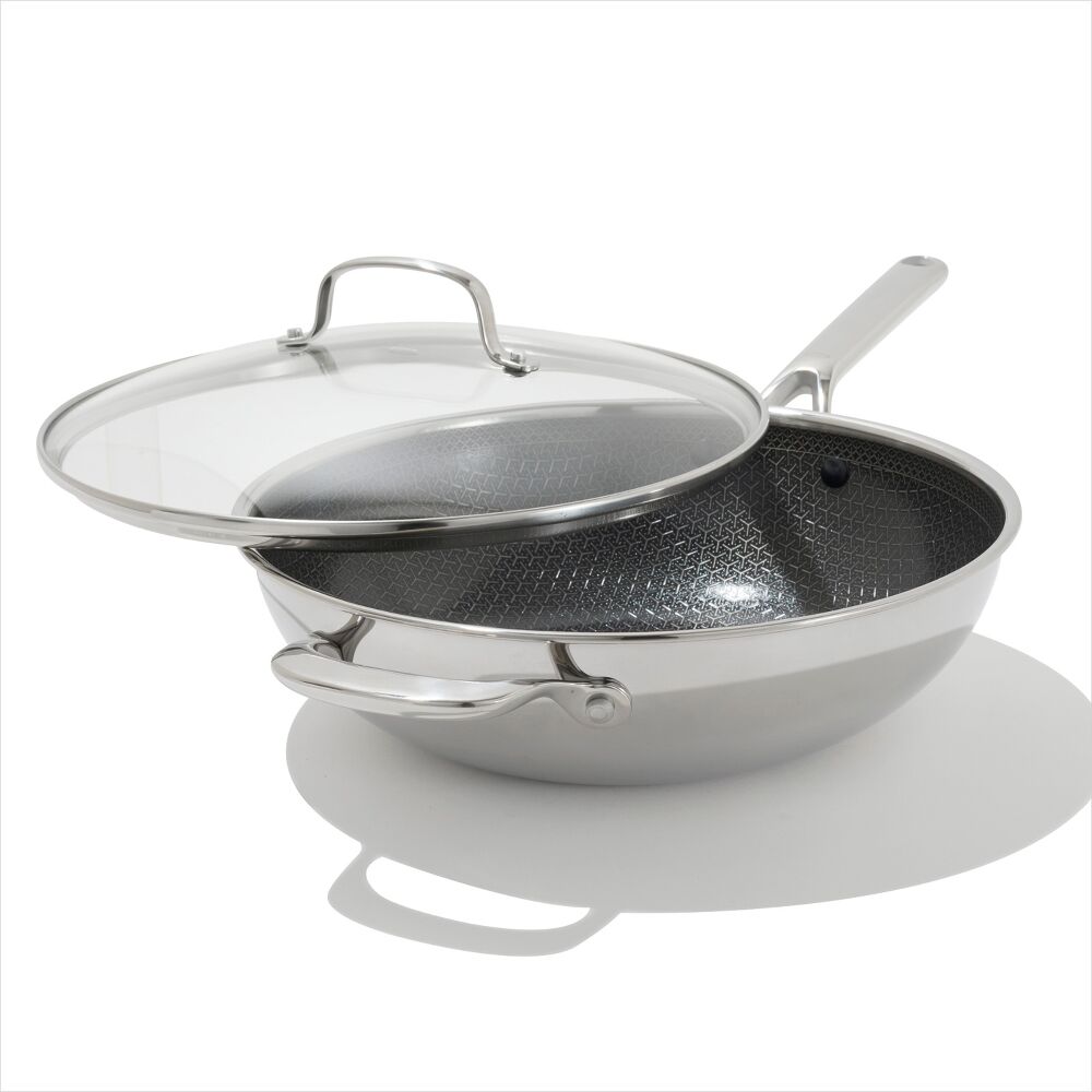 Trident Hybrid Non-Stick Stainless Steel 5 Qt Wok with Lid U6