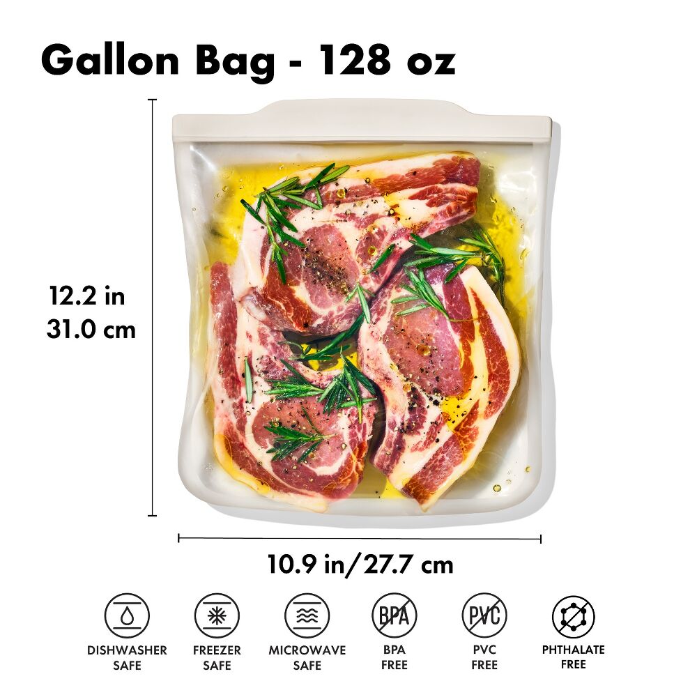 Silicone Reusable Bag - Gallon Bag (128 oz) - Oat E3