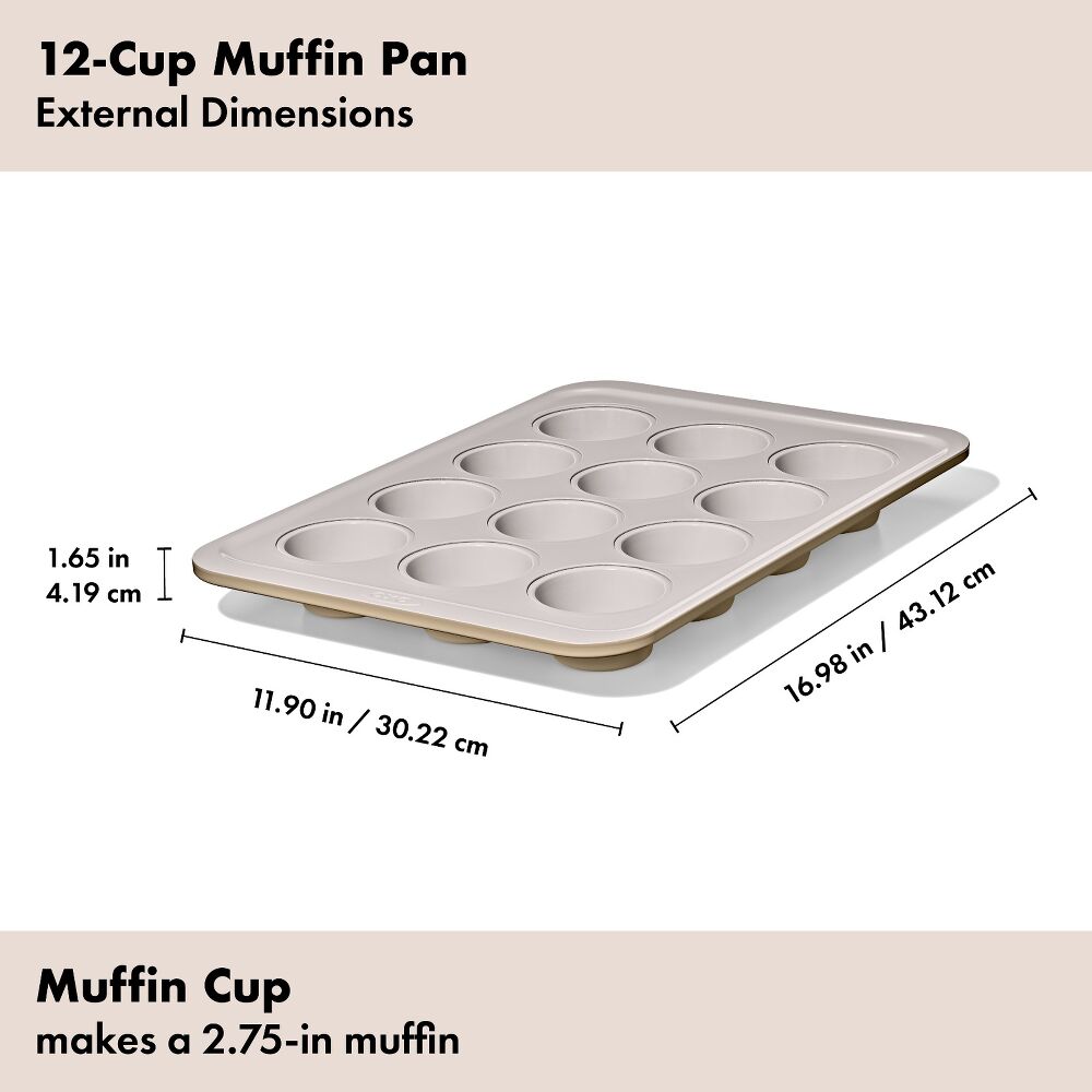 Non-Stick Pro Ceramic Coated Metal Bakeware 12 Cup Muffin Pan D8
