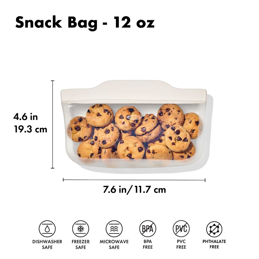 Silicone Reusable Bag - Snack Bag (12 oz) - Oat F2