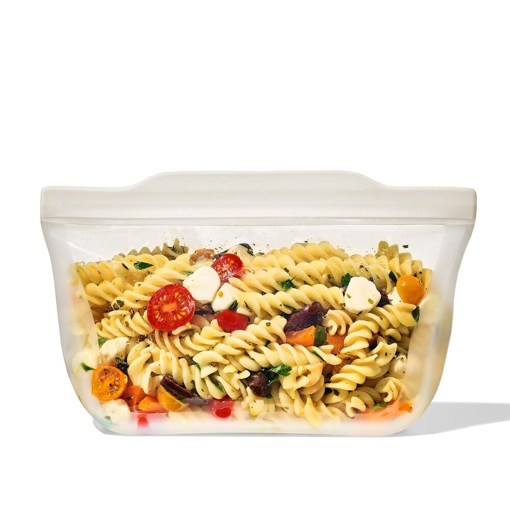 Silicone Reusable Bag - Stand-Up Quart (32 oz) - Oat P2