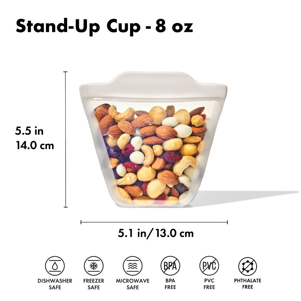 Silicone Reusable Bag - Stand-Up Cup (8 oz) - Oat H7