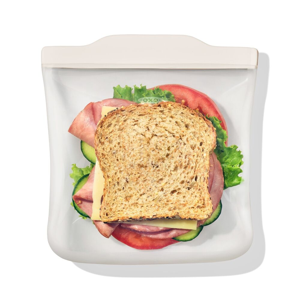 Silicone Reusable Bag - Sandwich Bag (28 oz) - Oat L1