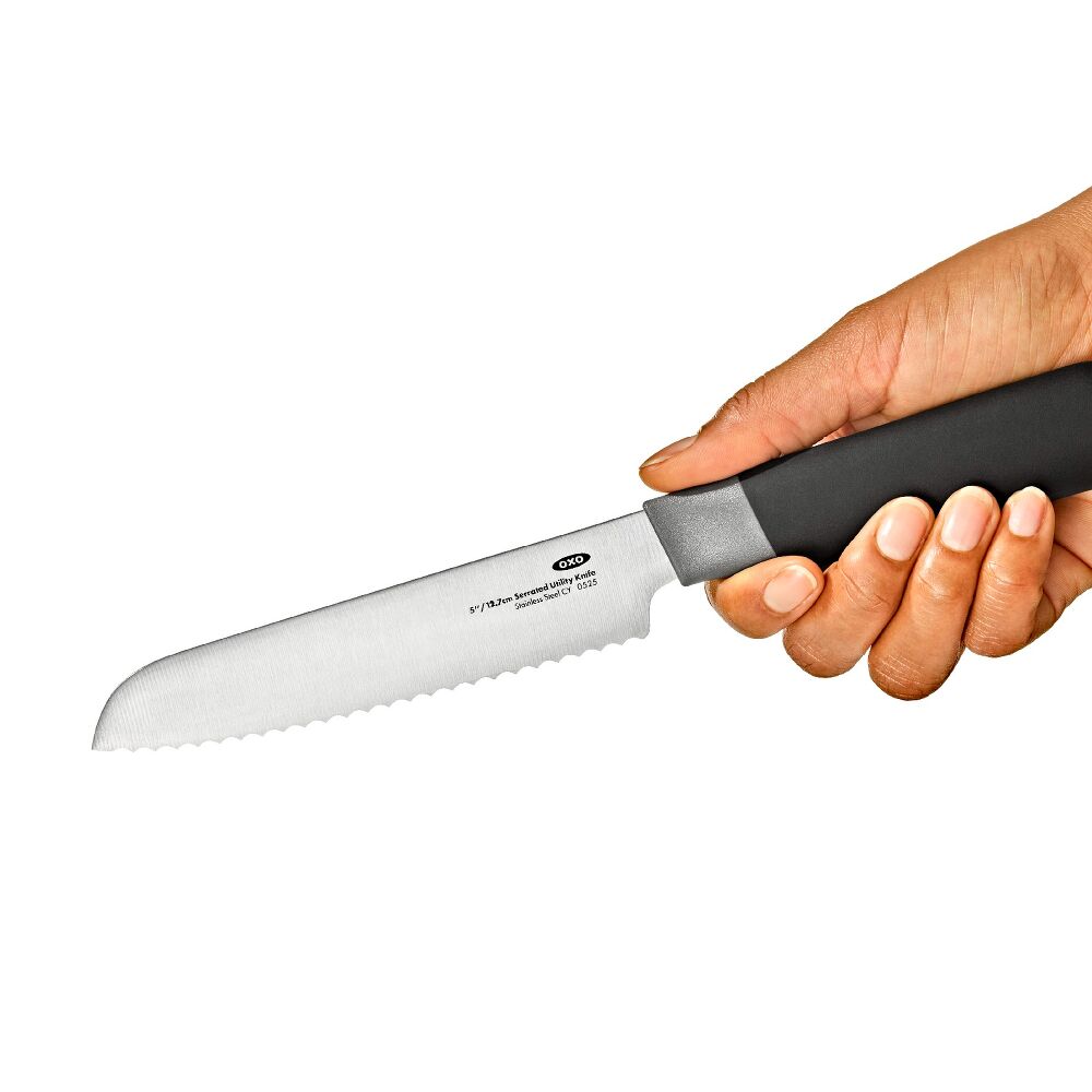 5 in Serrated Utility Knife with Locking Sheath E4