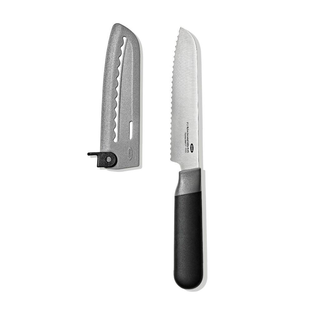 5 in Serrated Utility Knife with Locking Sheath E4