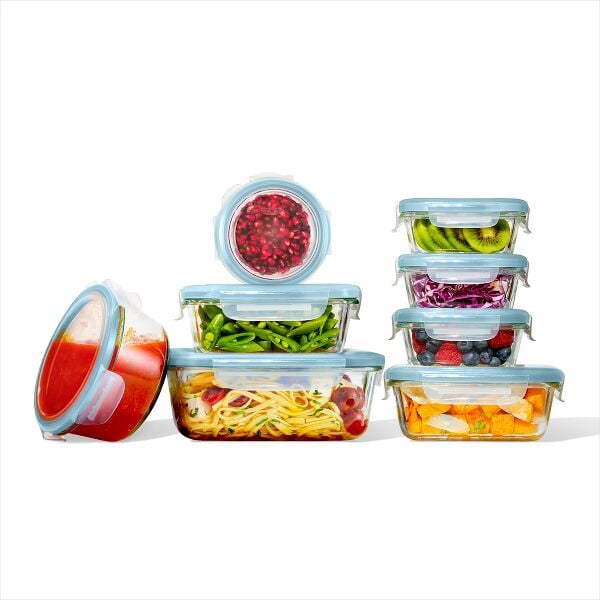 16-Piece Smart Seal Glass Everyday Container Set - Arctic Blue K8