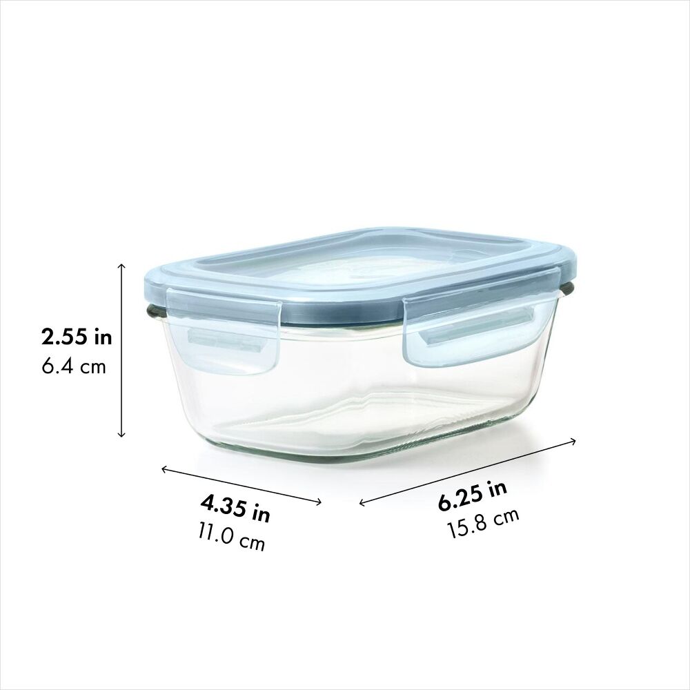 Smart Seal 1.6-Cup Glass Rectangle Container - Arctic Blue P8