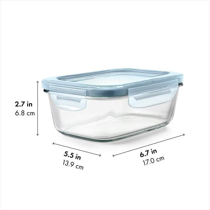 Smart Seal 3.5-Cup Glass Rectangle Container - Arctic Blue I3
