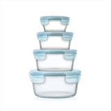 8-Piece Smart Seal Glass Round Container Set - Arctic Blue A4