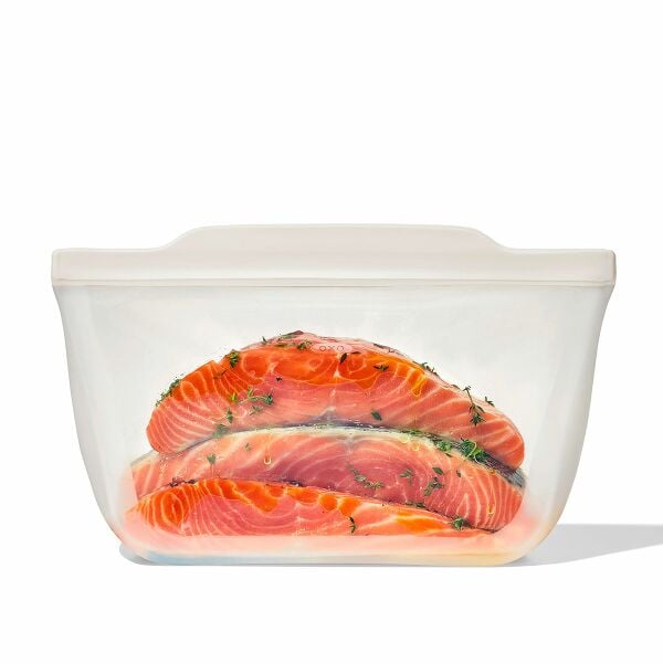 Silicone Reusable Bag - Stand-Up Half Gallon (64 oz) - Oat R1