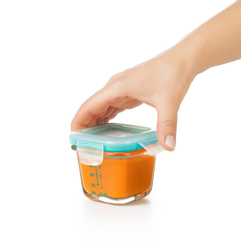 Baby Blocks Glass Food Storage Containers 4 Oz - Tot Teal Z5