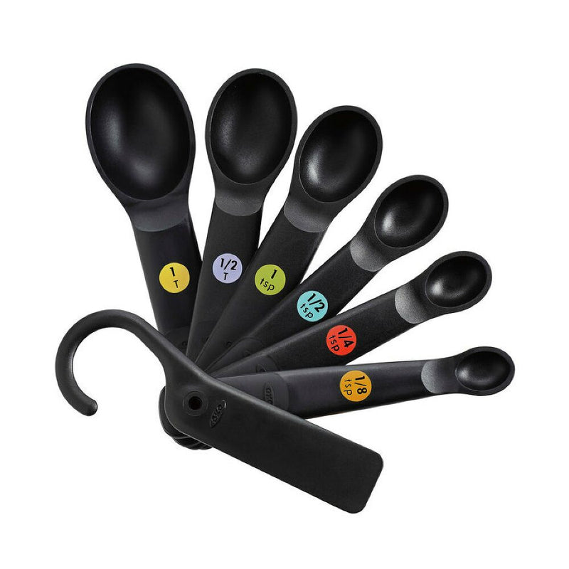7 Piece Plastic Measuring Spoons - Black O2