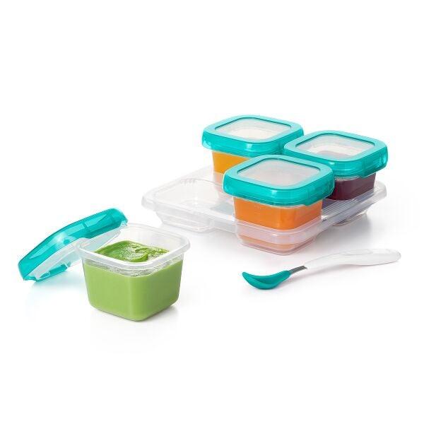 6 oz Baby Blocks™ Plastic Freezer Storage Containers - Tot Teal Q8