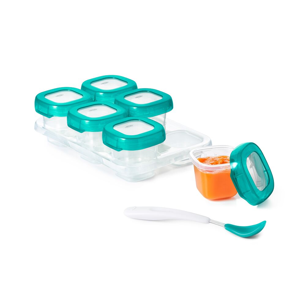 2 oz Baby Blocks™ Plastic Freezer Storage Containers - Tot Teal M6