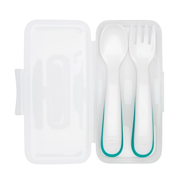 On-the-Go Plastic Fork and Spoon Set with Travel Case B9