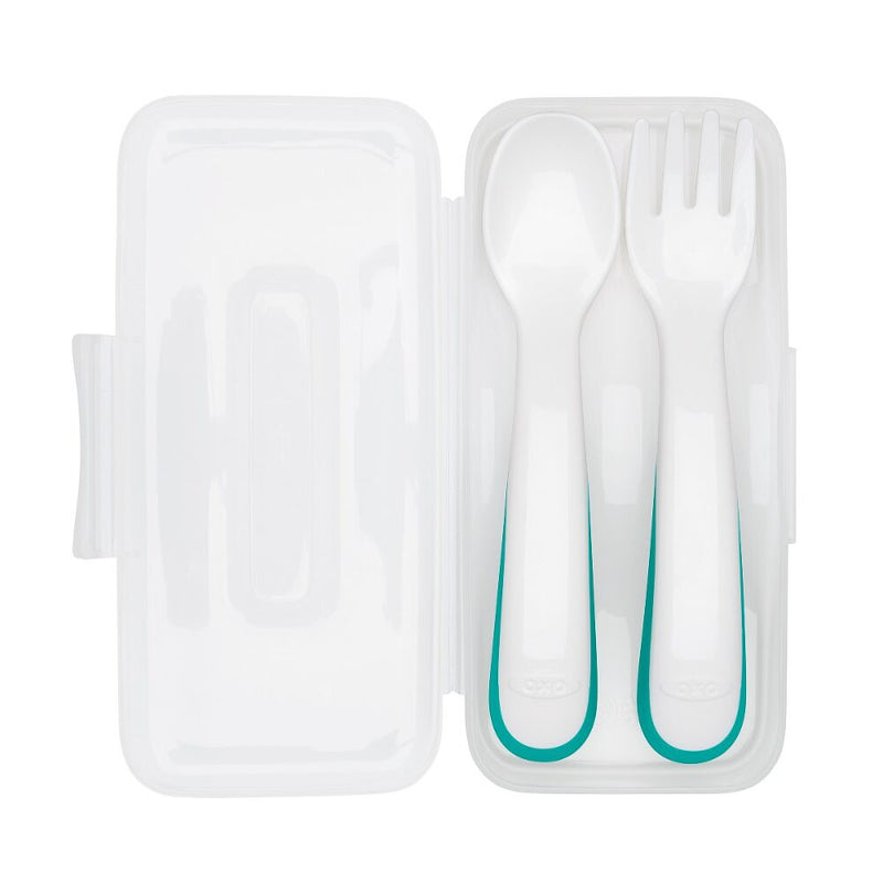 On-the-Go Plastic Fork and Spoon Set with Travel Case B9