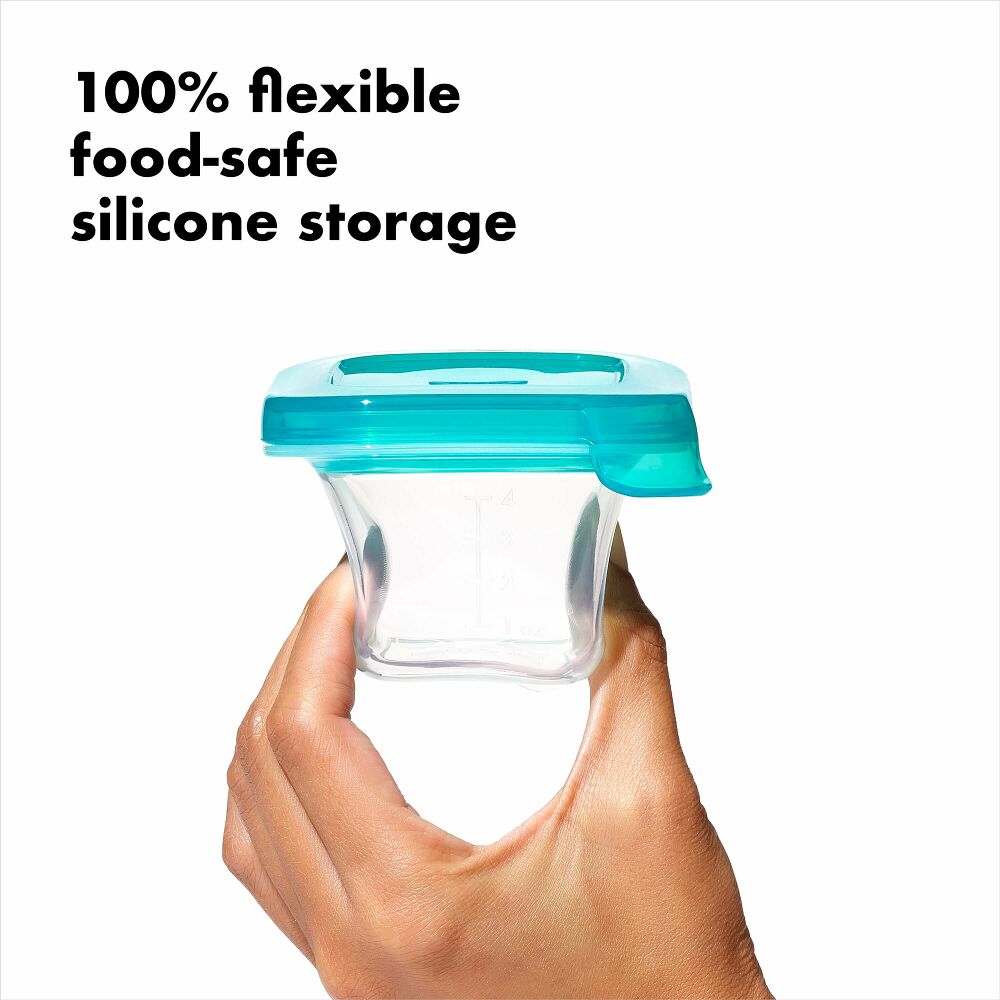 4 oz Baby Blocks™ Silicone Freezer Storage Containers - Tot Teal O1