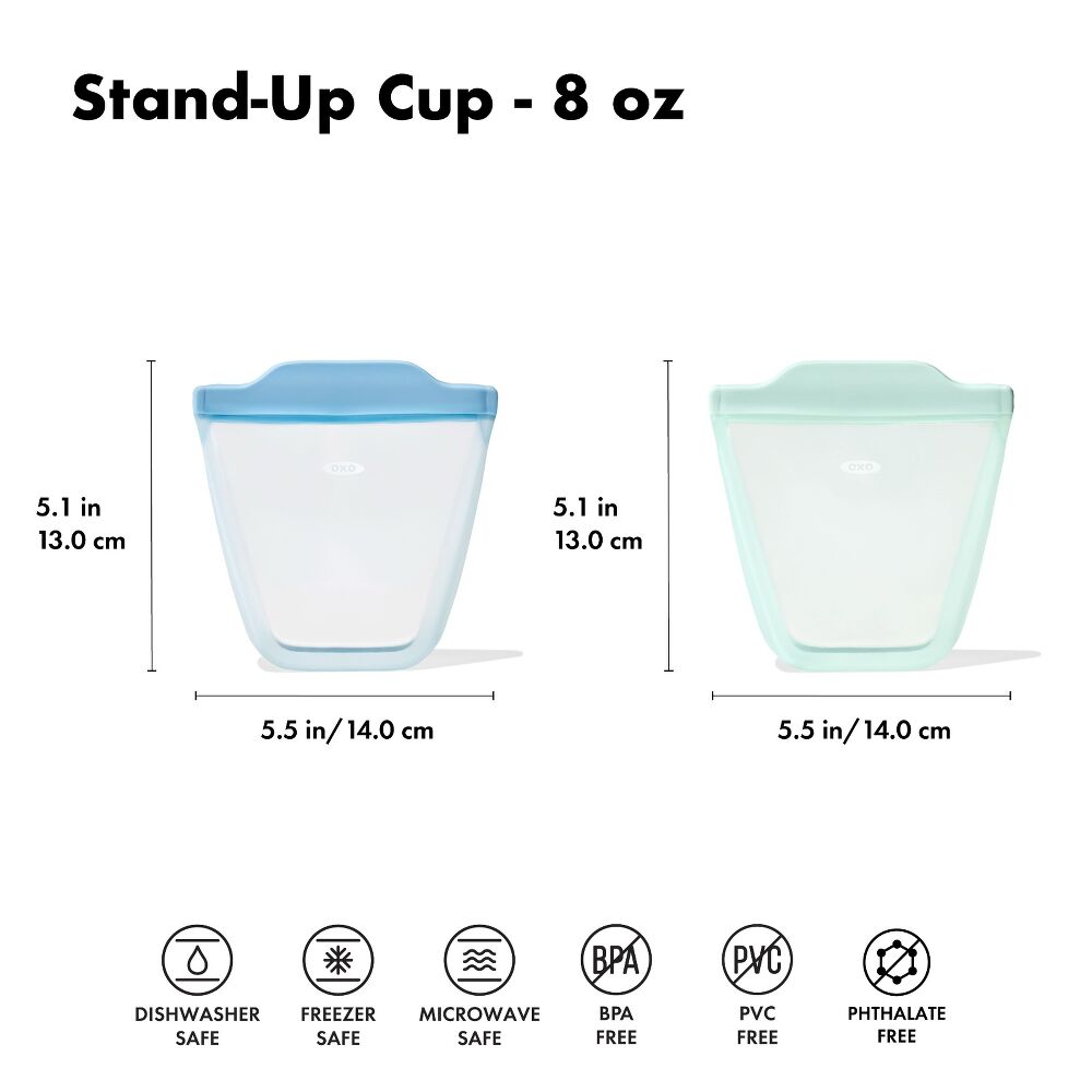 Tot Silicone Reusable Bag - 2-Piece Stand-Up Cup Set K8