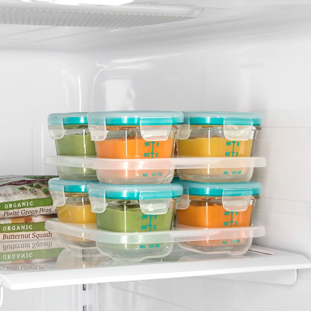 Baby Blocks Glass Food Storage Containers 4 Oz - Tot Teal Z5